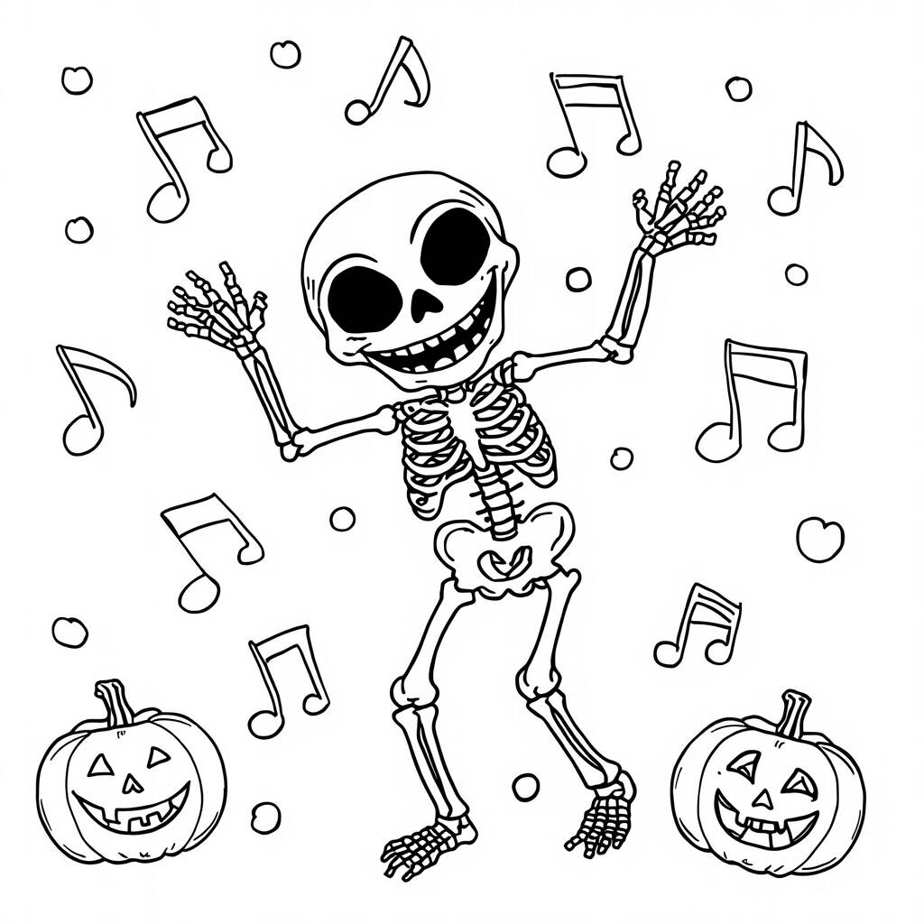 Esqueleto dancante Para Meninos (Desenho para Colorir)