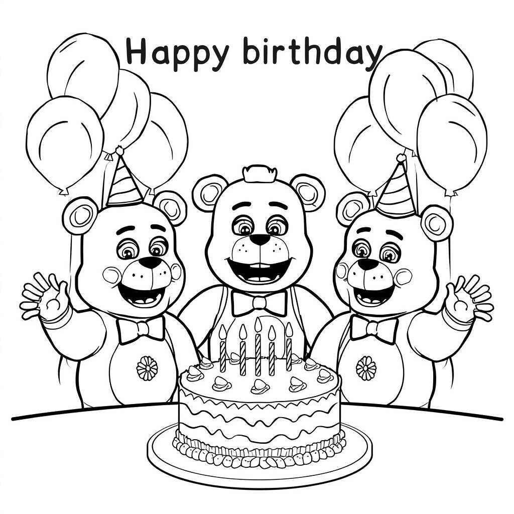 FNAF Birthday Party (Desenho para Colorir)
