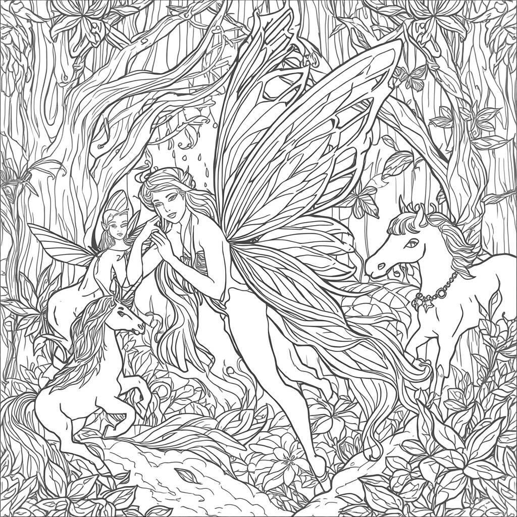 Fada da Floresta Encantada (Desenho para Colorir)