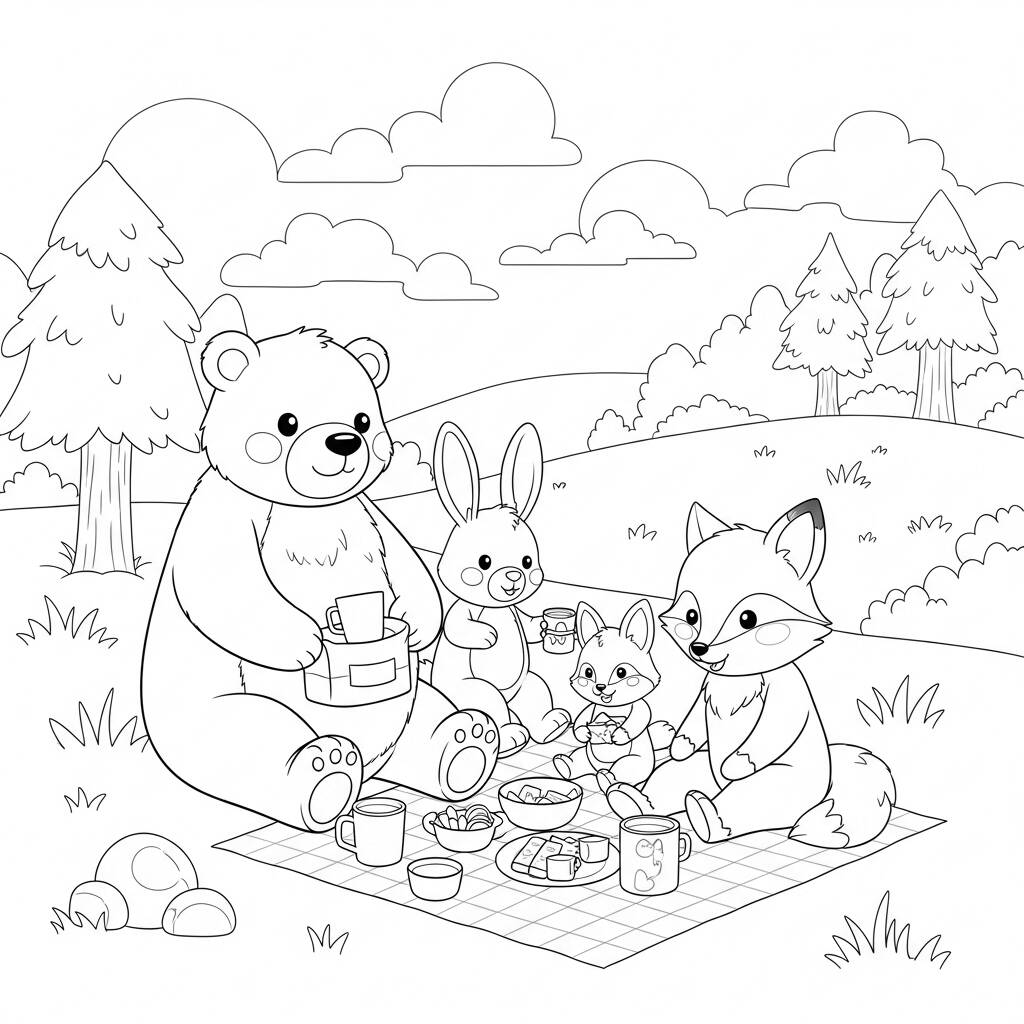 Familia de Animais (Desenho para Colorir)