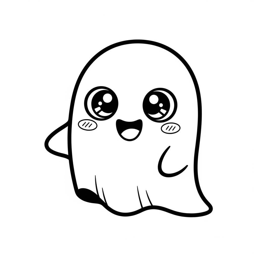 Fantasma Kawaii Fofinho (Desenho para Colorir)