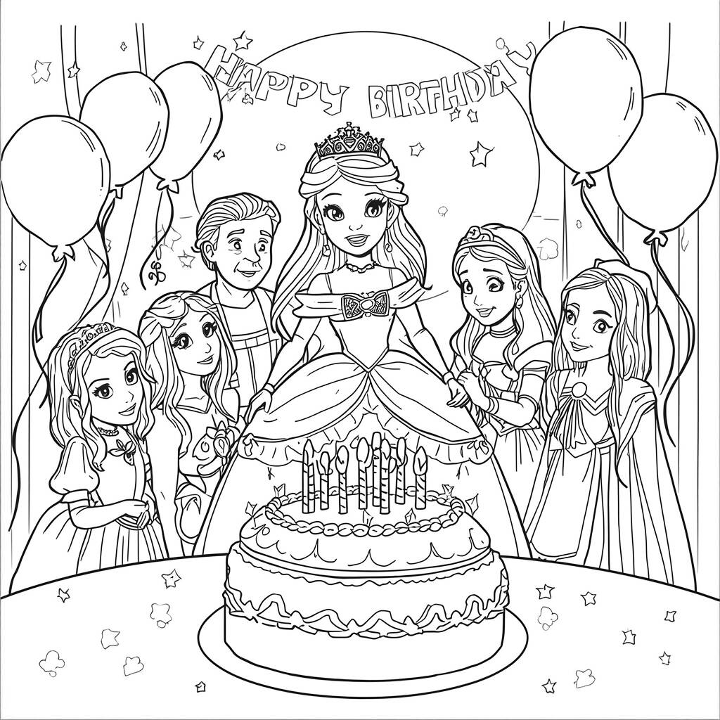 Fiona em Festa de Aniversario (Desenho para Colorir)