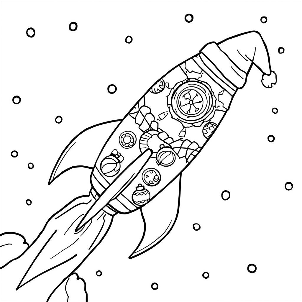 Foguete Natalino (Desenho para Colorir)