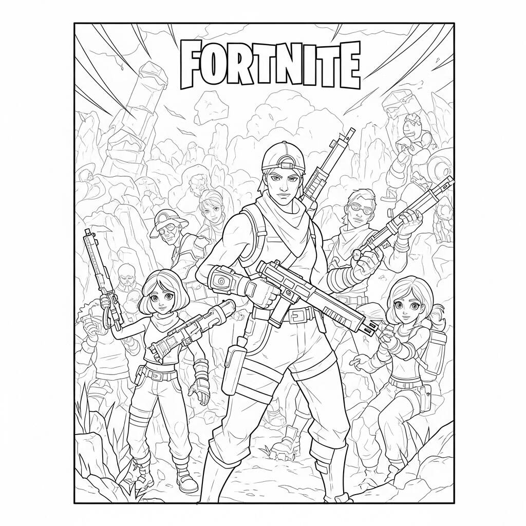 Fortnite Batalha Epica (Desenho para Colorir)