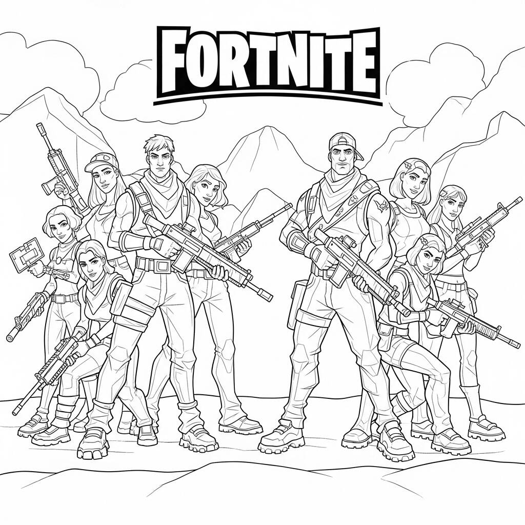 Fortnite Batalha de Equipes (Desenho para Colorir)