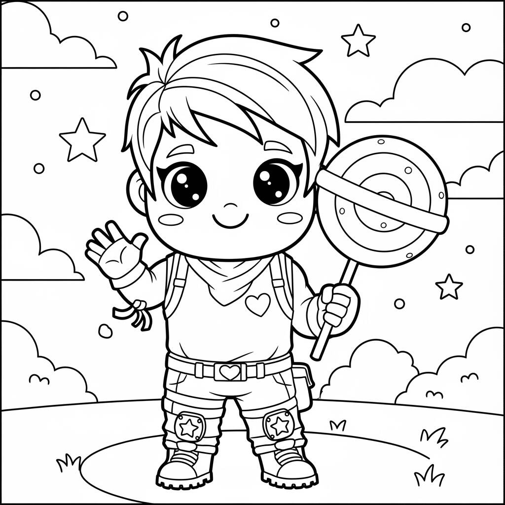 Fortnite Estilo Kawaii (Desenho para Colorir)