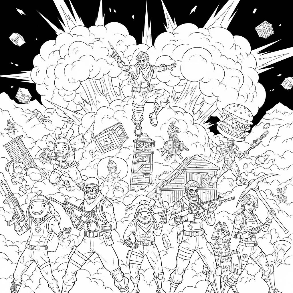 Fortnite Zona de Conflito (Desenho para Colorir)