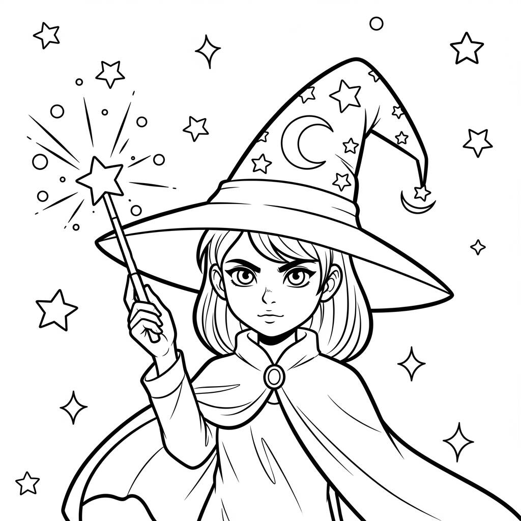Garota Magica (Desenho para Colorir)