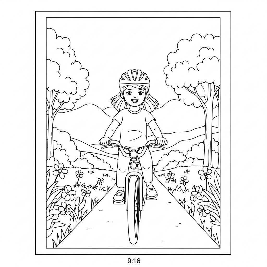 Garota em Acao (Desenho para Colorir)