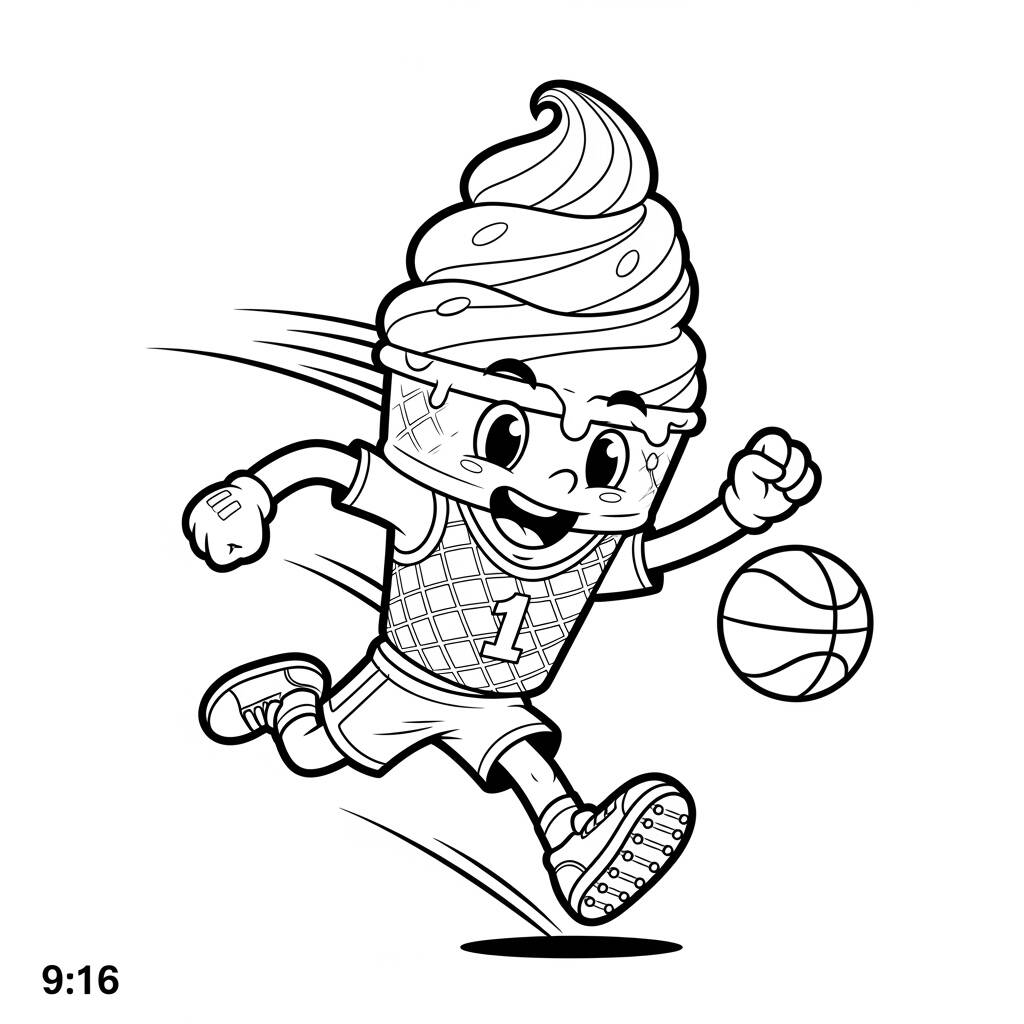 Gelado e Esportes (Desenho para Colorir)