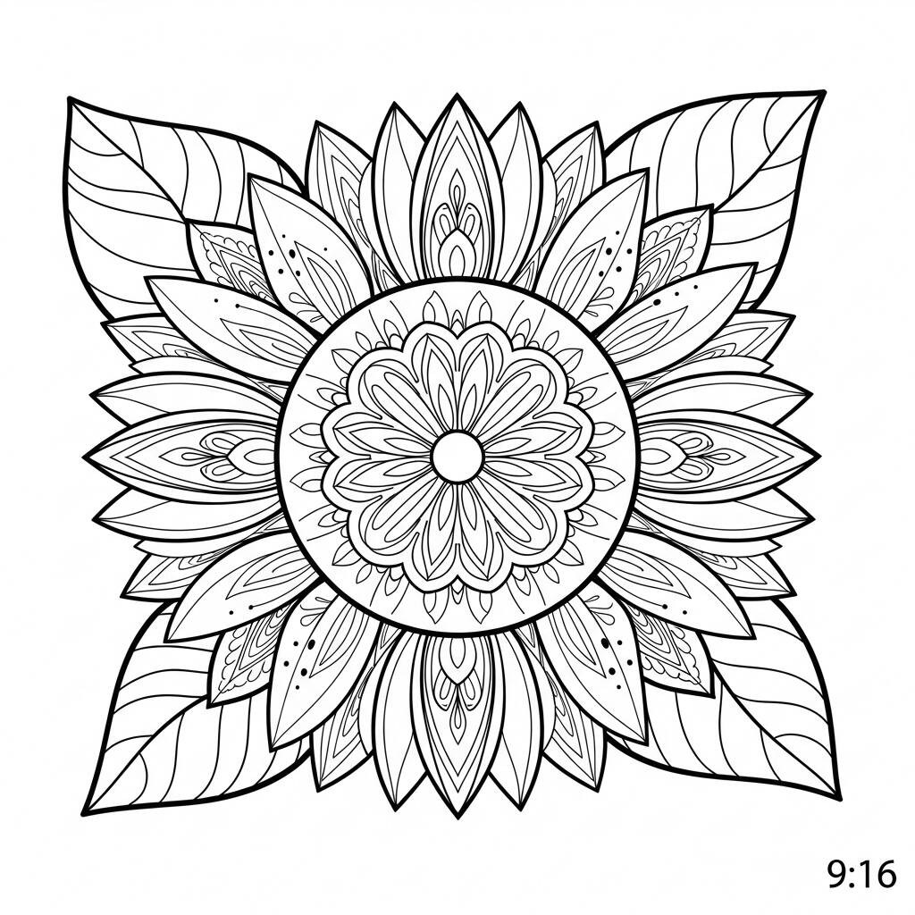 Girassol Estilo Mandala (Desenho para Colorir)