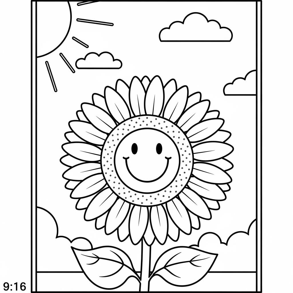 Girassol Simples Para Criancas (Desenho para Colorir)