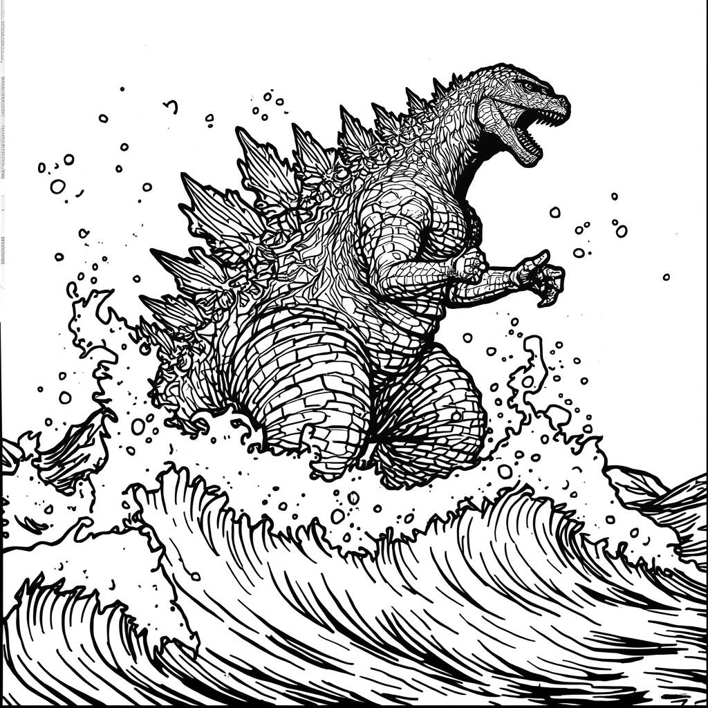 Godzilla Realista (Desenho para Colorir)