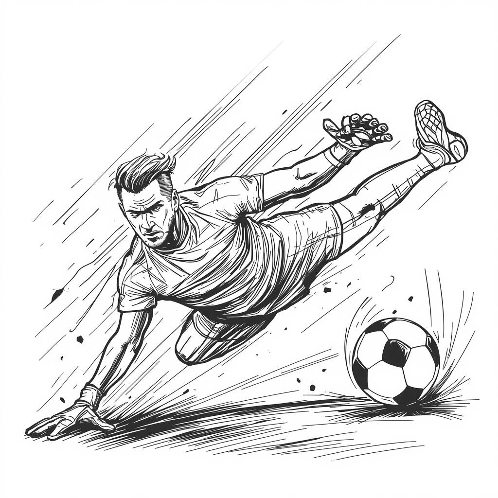 Goleiro em Acao (Desenho para Colorir)
