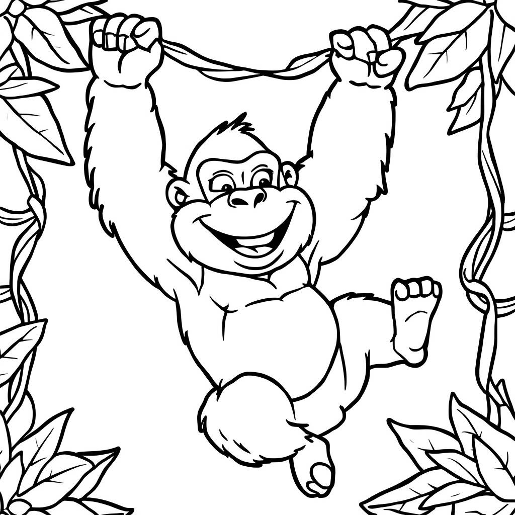 Gorila Sorridente para Criancas (Desenho para Colorir)