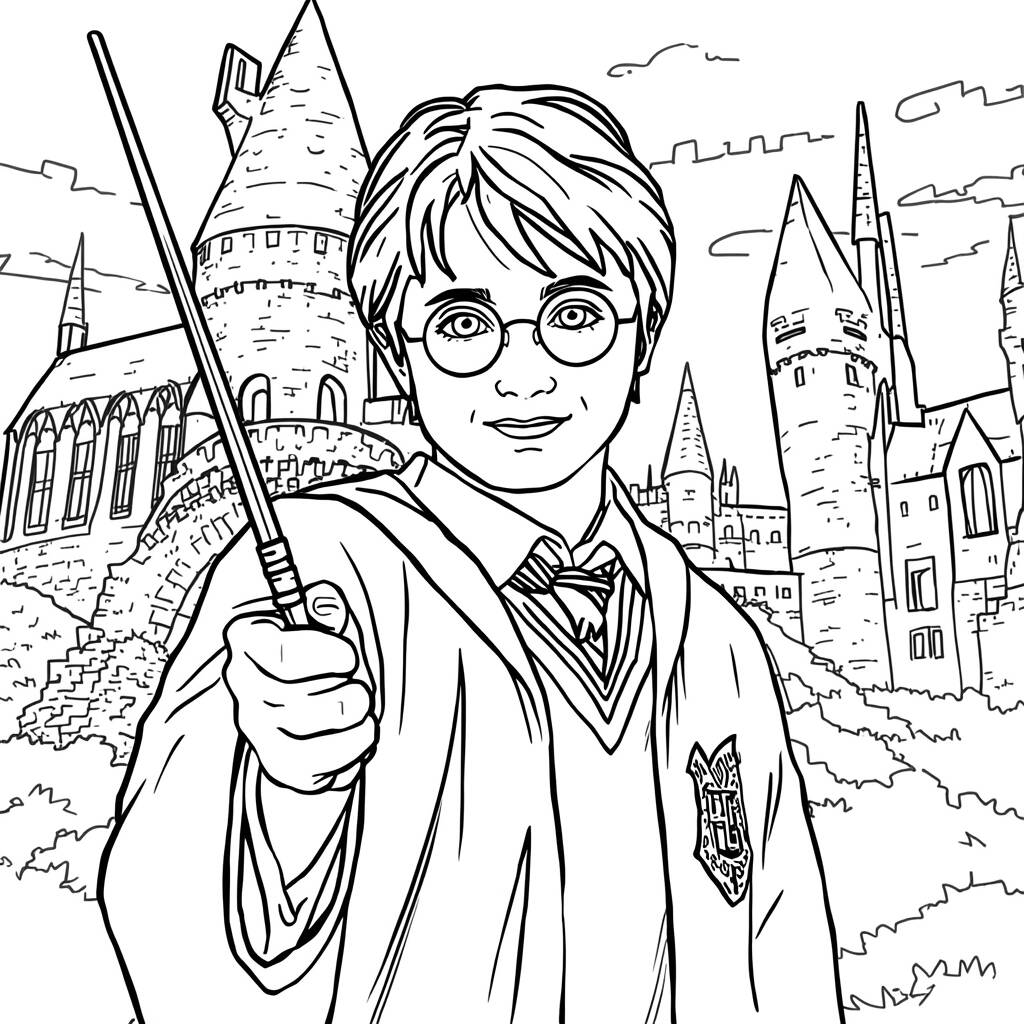 Harry Potter na Escola (Desenho para Colorir)