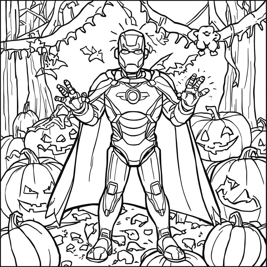Homem de Ferro e o Dia das Bruxas (Desenho para Colorir)