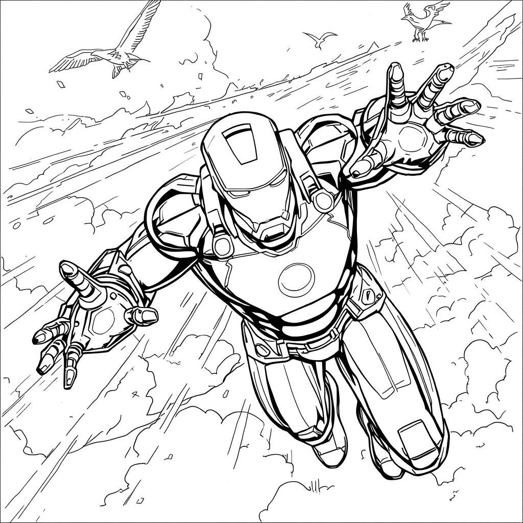 Homem de Ferro em Acao (Desenho para Colorir)