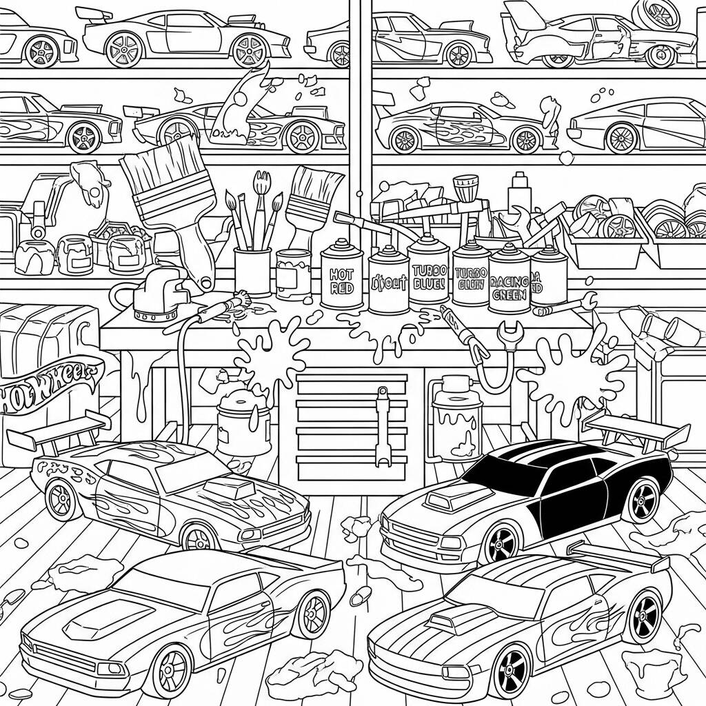 Hot Wheels Custom Cars (Desenho para Colorir)
