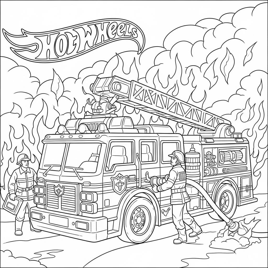Hot Wheels Fire Truck (Desenho para Colorir)