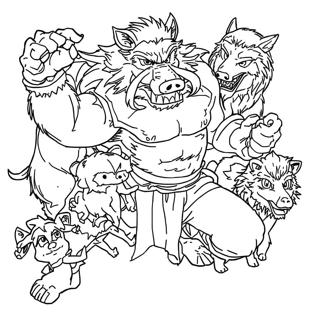 Inosuke e sua natureza selvagem (Desenho para Colorir)