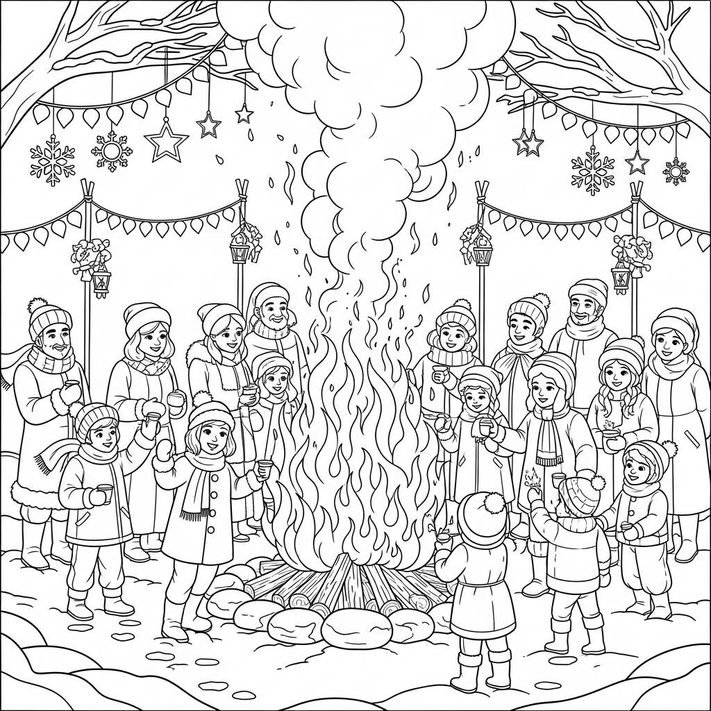 Inverno Tradicoes e Festas (Desenho para Colorir)