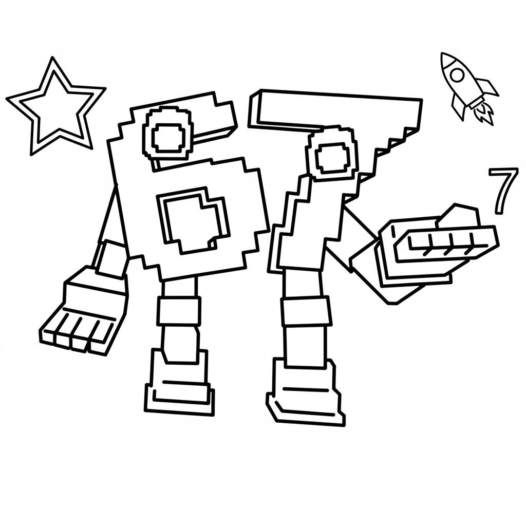 Italian Brainrot com Robô Engraçado (Desenho para Colorir)