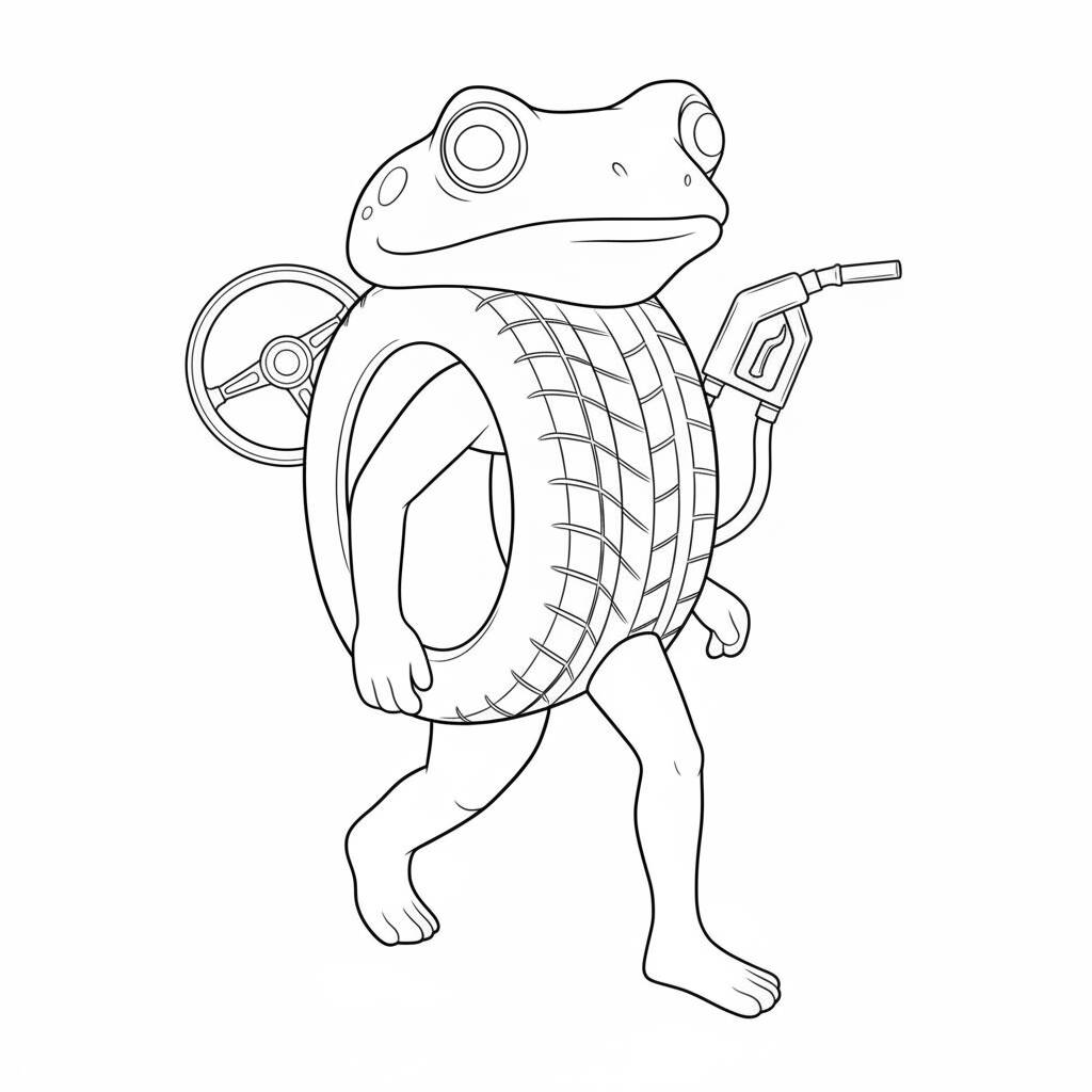Italian Brainrot com Sapo Gasoleiro (Desenho para Colorir)