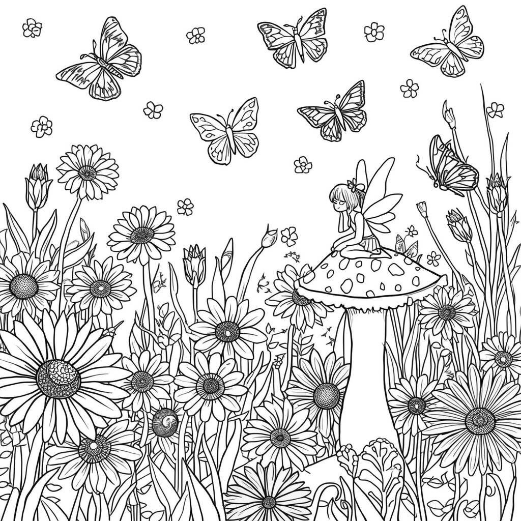 Jardim Encantado (Desenho para Colorir)