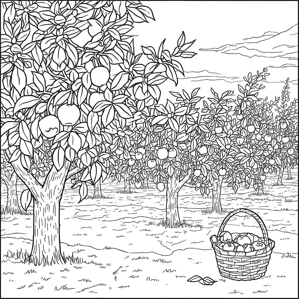 Jardim de Frutas (Desenho para Colorir)