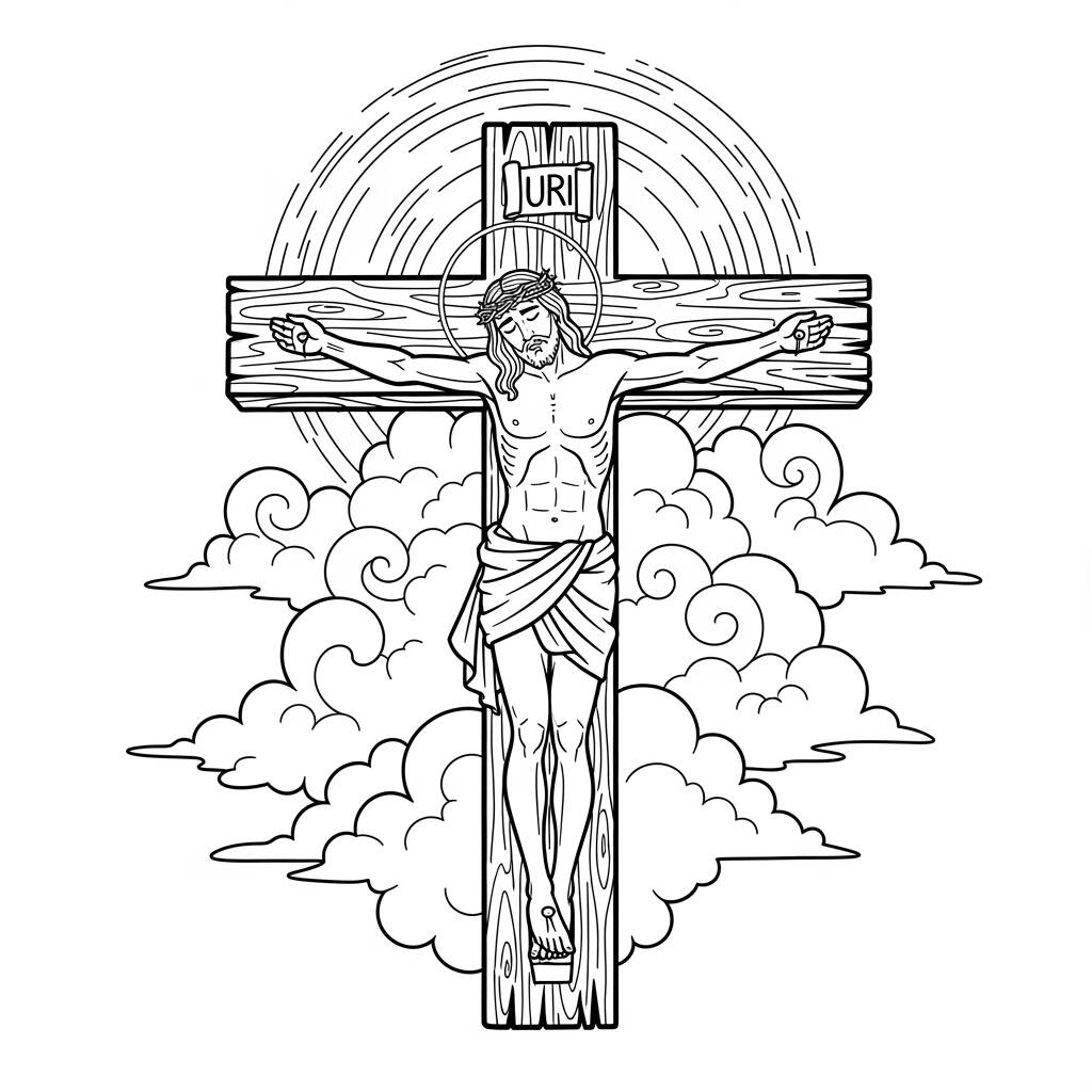 Cruz De Jesús Simple (Página Para Colorear)