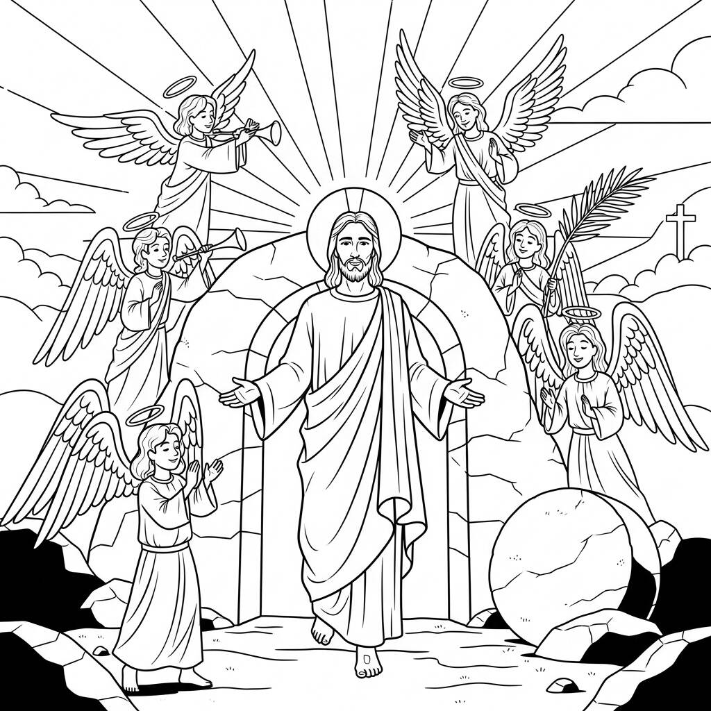 Jesús Resurrección (Página para colorear)