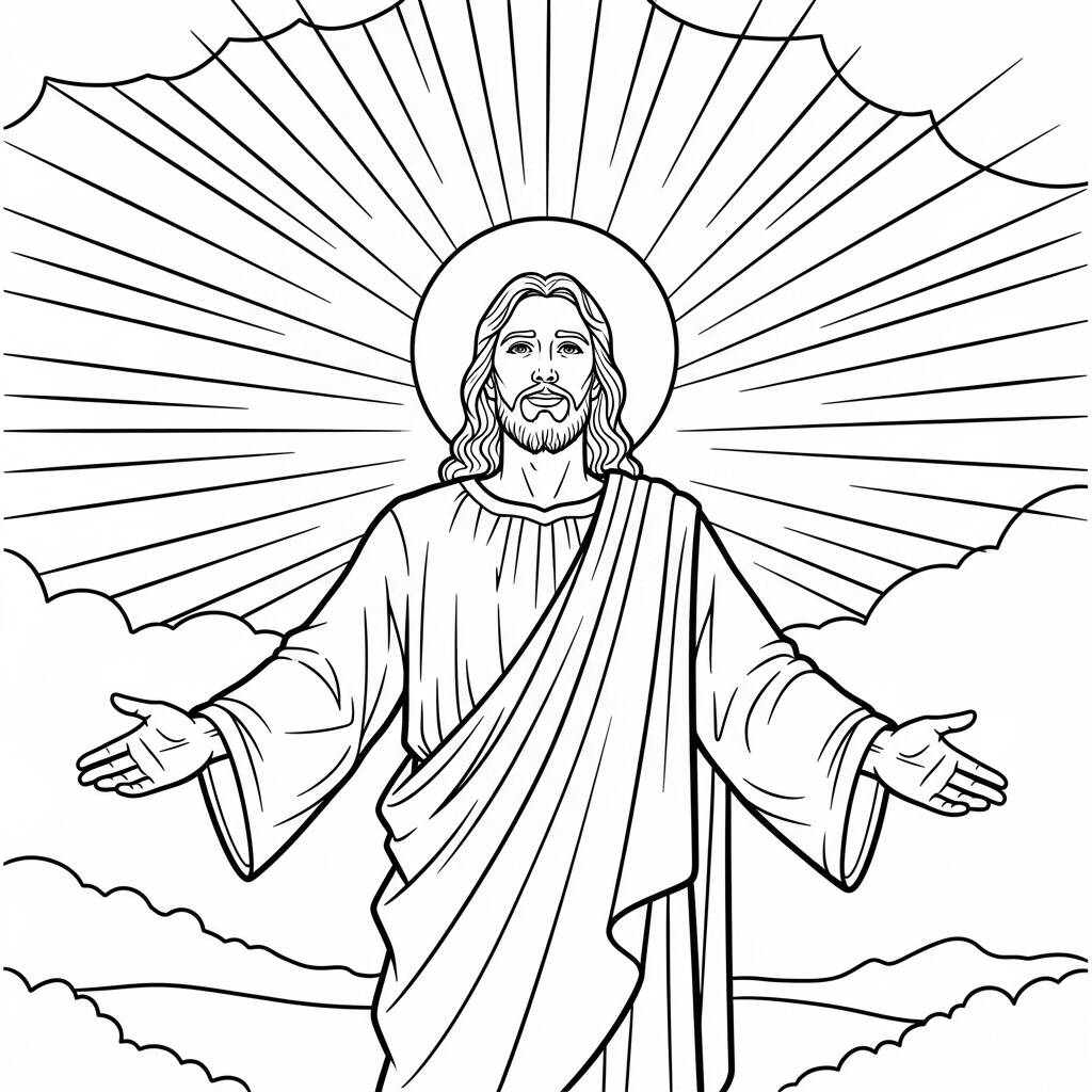 Jesús y la Luz (Página para colorear)