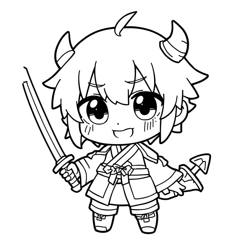 Kawaii Tanjiro (Desenho para Colorir)