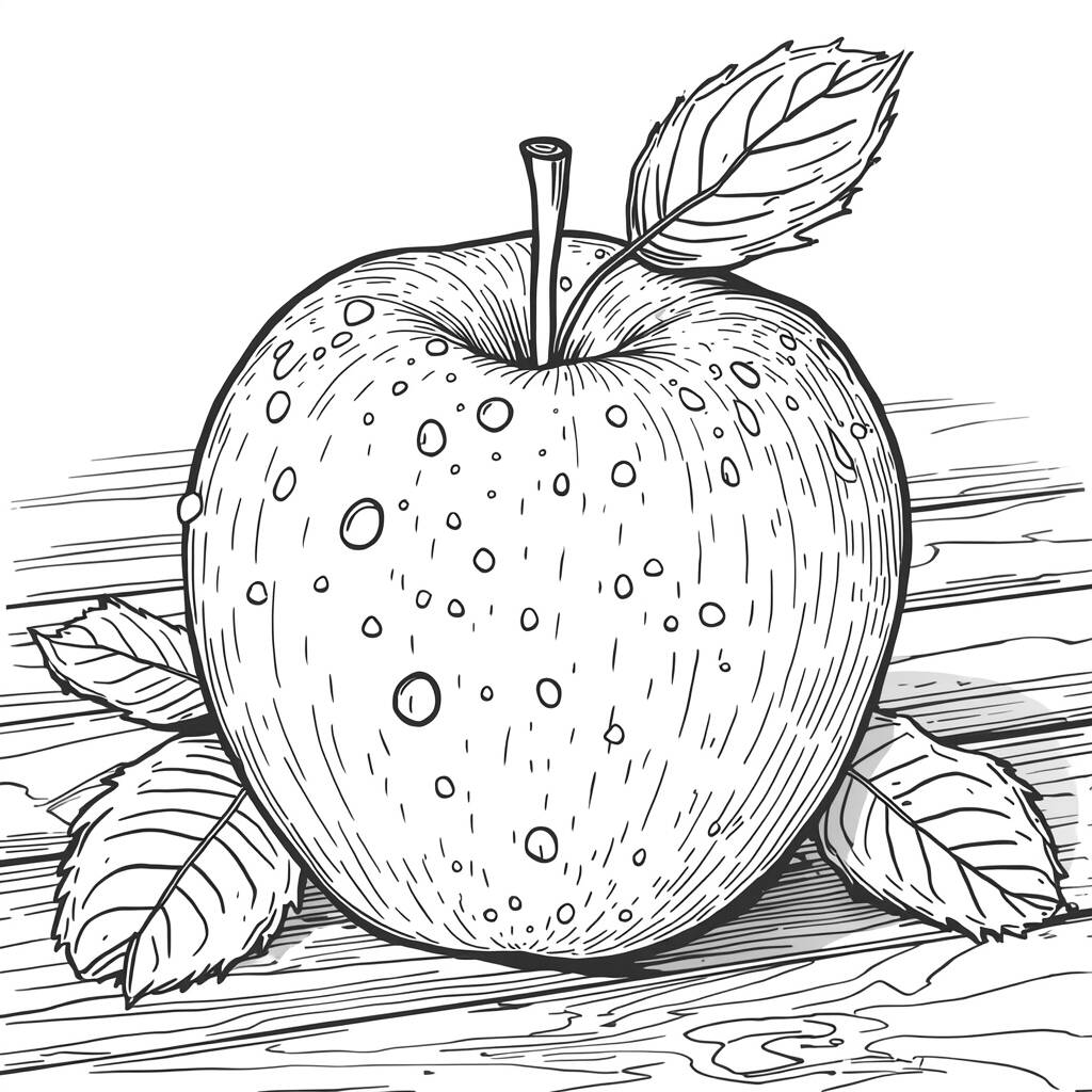 Maca Realista Detalhada (Desenho para Colorir)