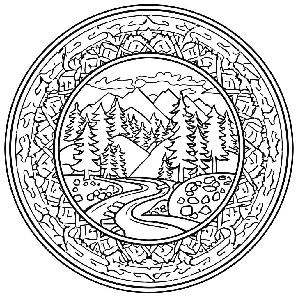 Mandala da Natureza (Desenho para Colorir)