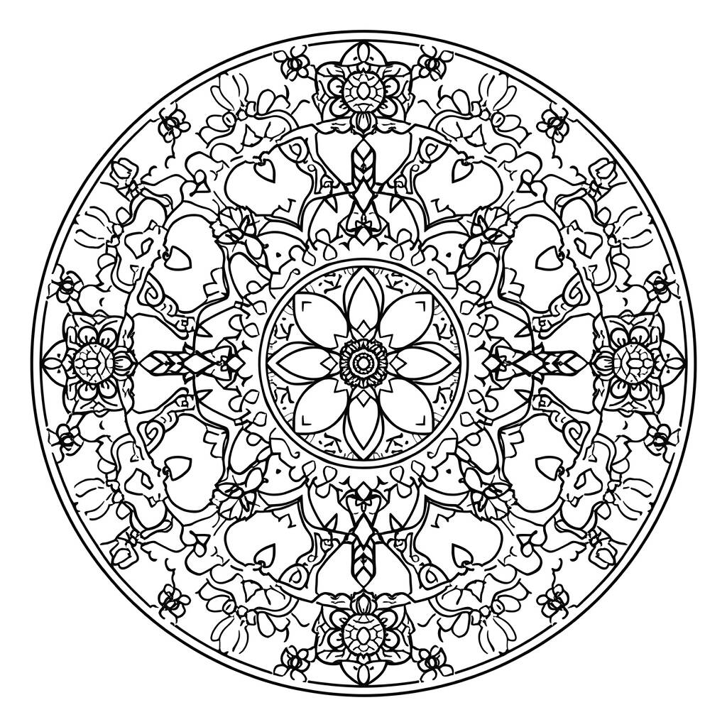 Mandala de Coracoes (Desenho para Colorir)