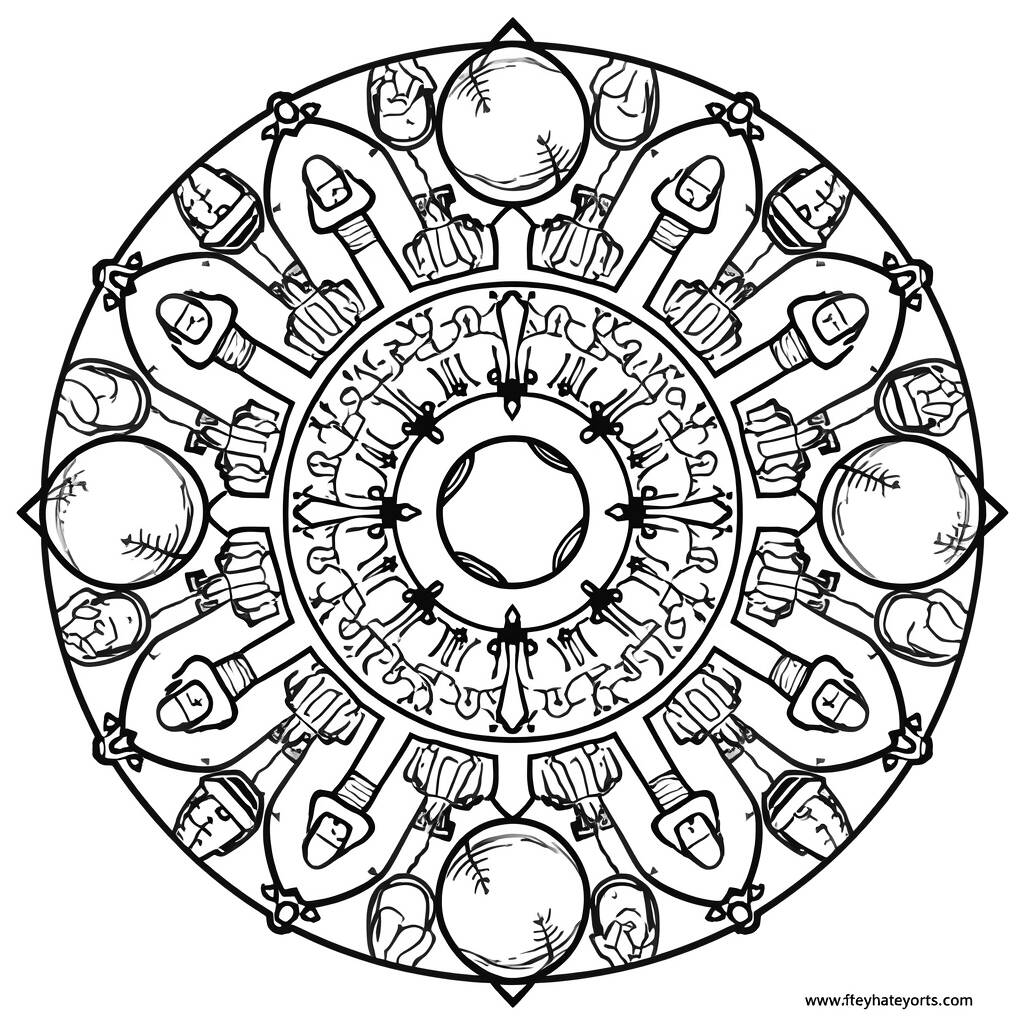 Mandala de Esportes (Desenho para Colorir)