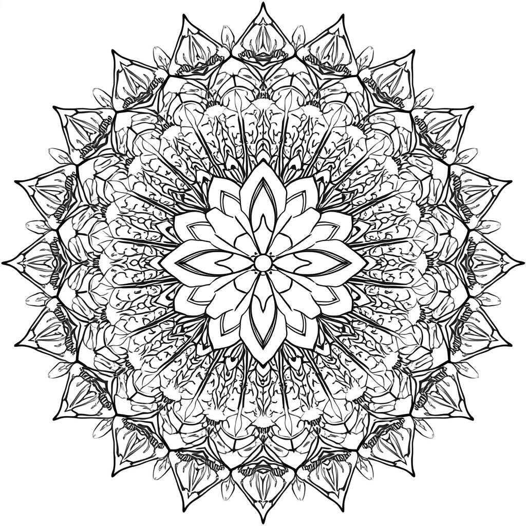 Mandala de Flores (Desenho para Colorir)