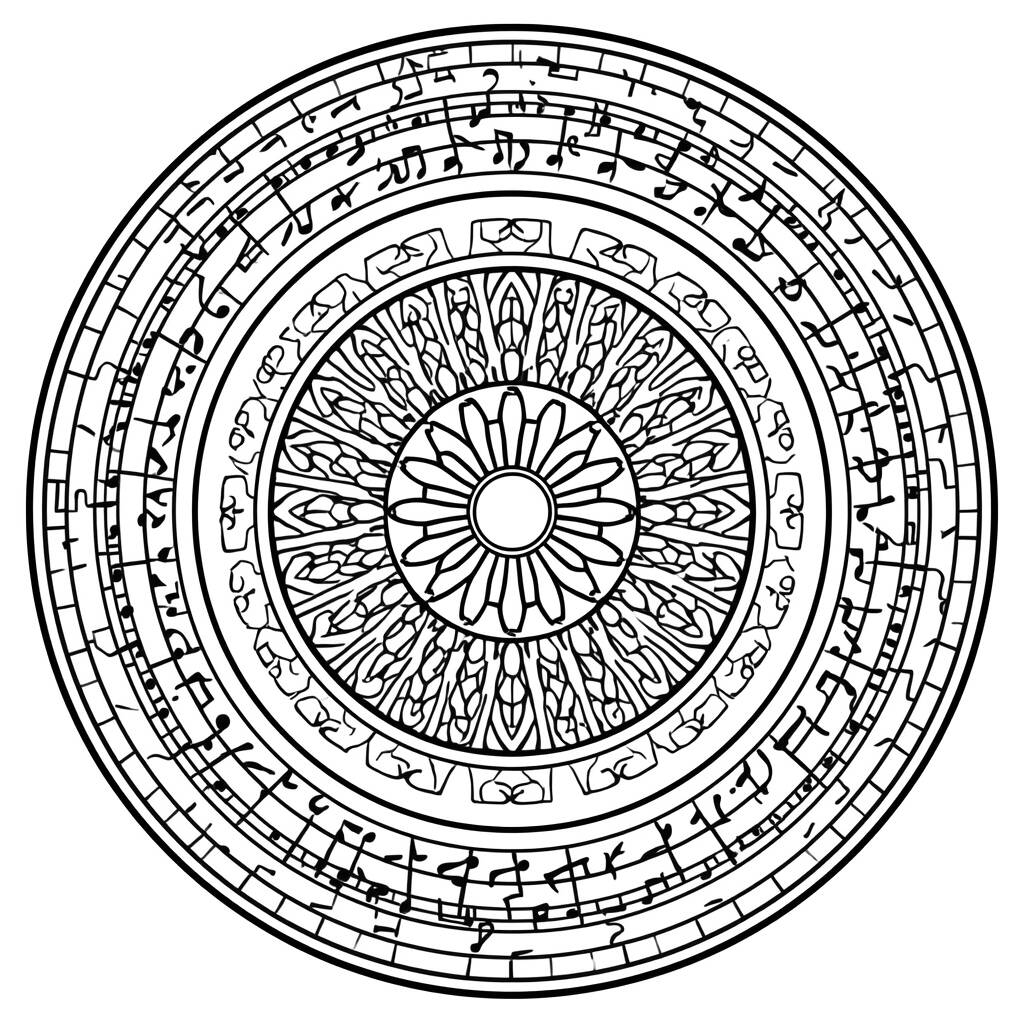 Mandala de Musica (Desenho para Colorir)