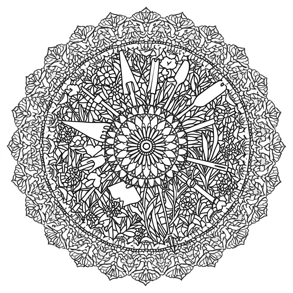 Mandala do Jardim (Desenho para Colorir)