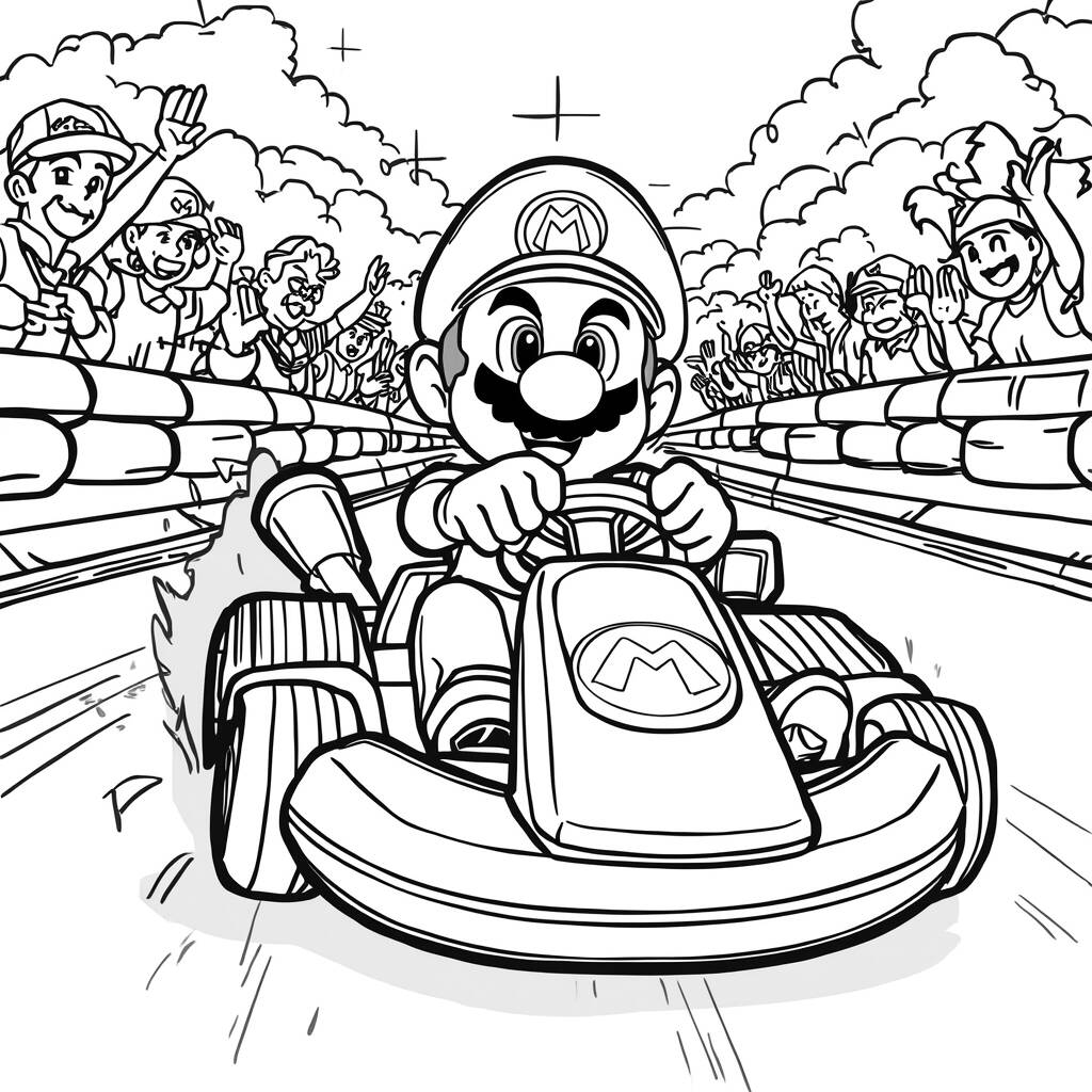 Mario Kart Corrida (Desenho para Colorir)