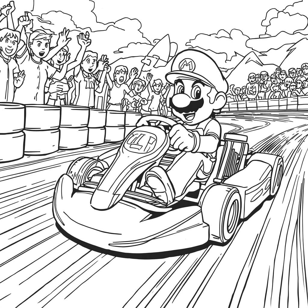 Mario Kart Esportiva (Desenho para Colorir)