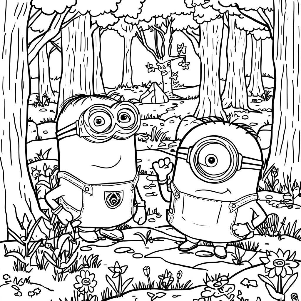 Minions e a Natureza (Desenho para Colorir)