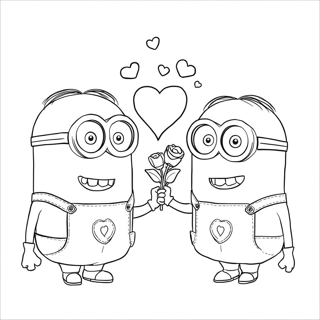 Minions e o Dia dos Namorados (Desenho para Colorir)
