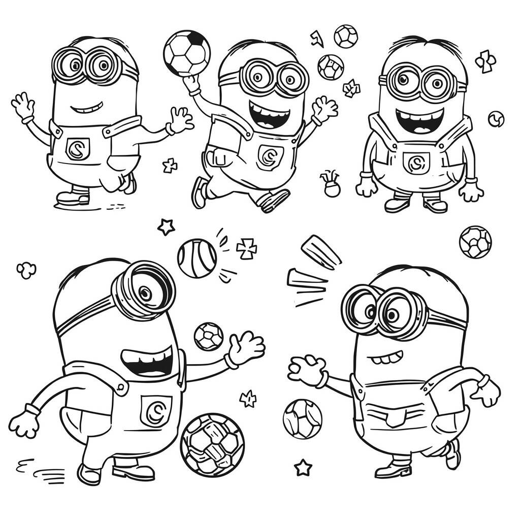 Minions e o Esporte (Desenho para Colorir)