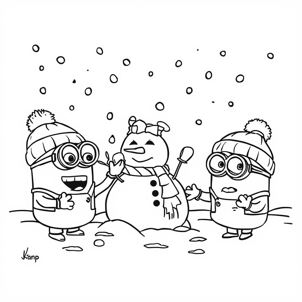 Minions e o Inverno (Desenho para Colorir)