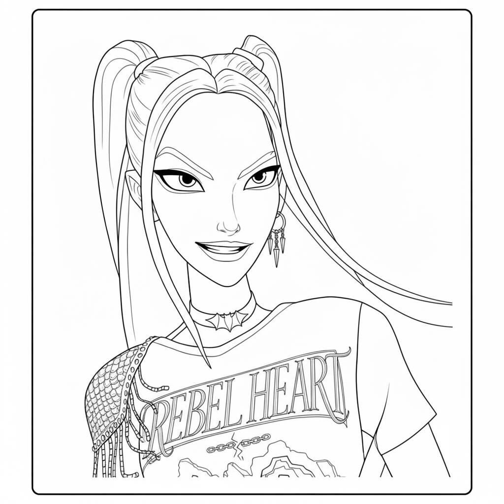 Mira Rebelde e Estilosa (Desenho para Colorir)