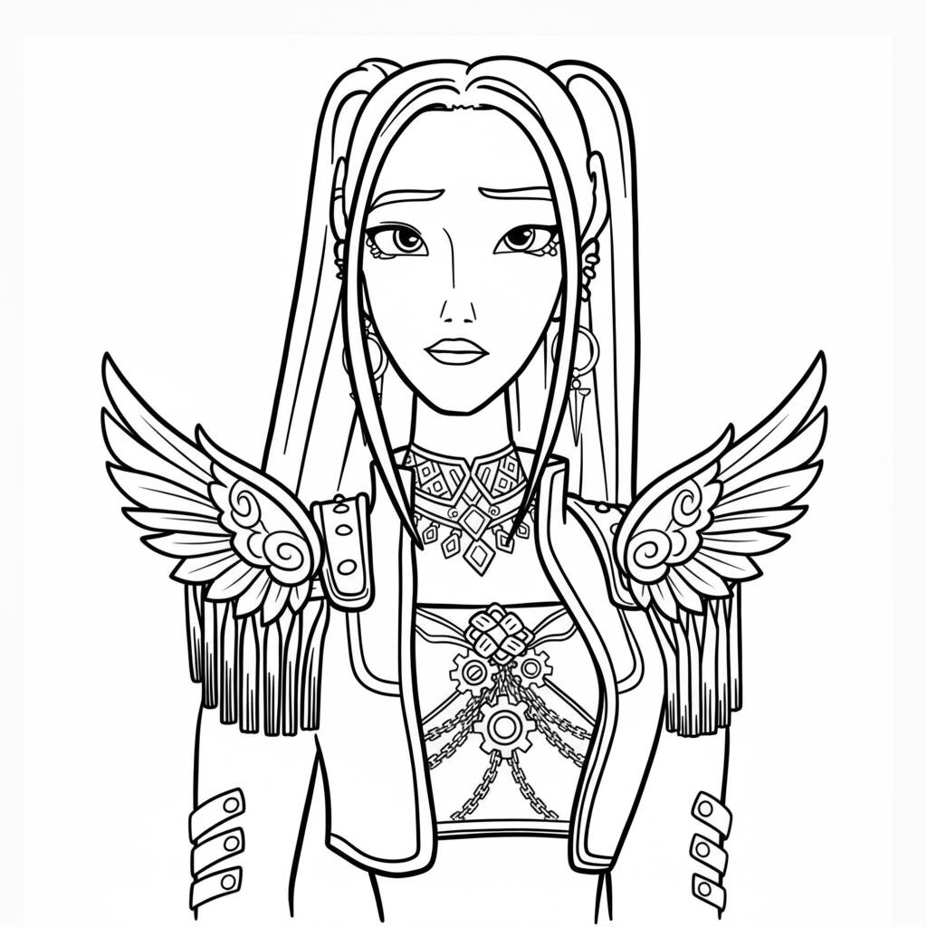 Mira com Asas Estilosas (Desenho para Colorir)