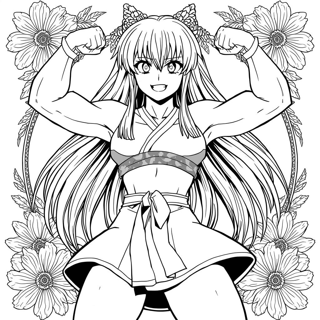 Mitsuri e sua forca (Desenho para Colorir)